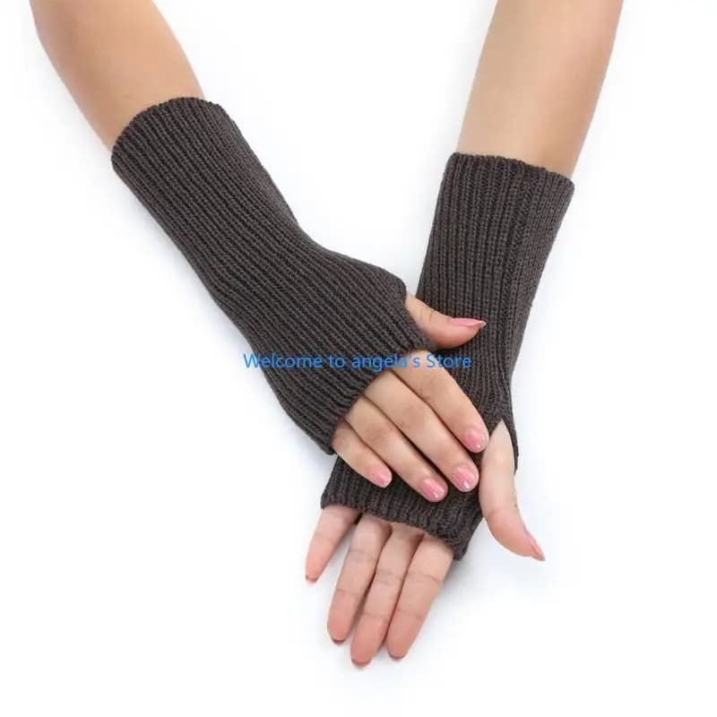 X4YC Guanti da polso allungati lavorati a maglia Guanti mezze invernali per adolescenti Sci ciclismo