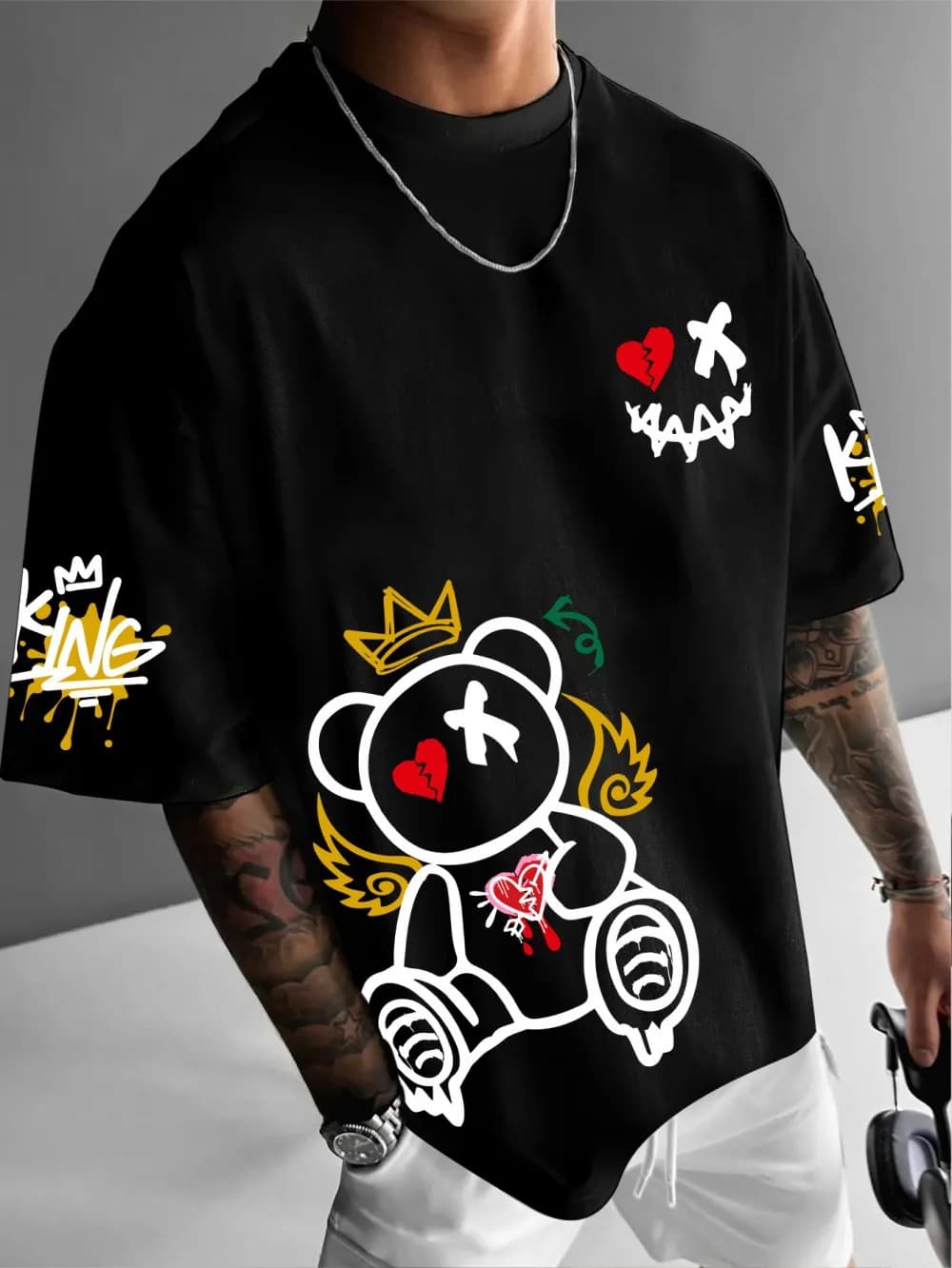 T-shirt girocollo da uomo di grandi dimensioni con stampa 3D Street Fashion Summer, morbida e traspirante, adatta per l'uso all'aperto