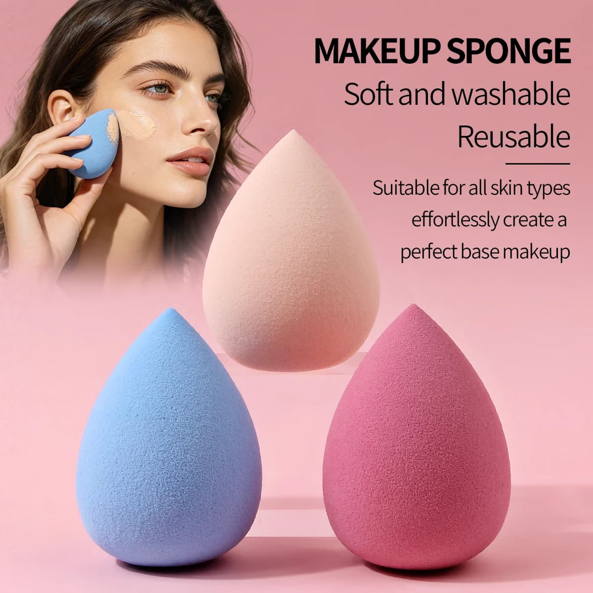 3Pcs Large Dry & Wet Dual-Use Makeup Sponge Puff, For Makeup Application Concealing, Portable, Travel, Travel Essential