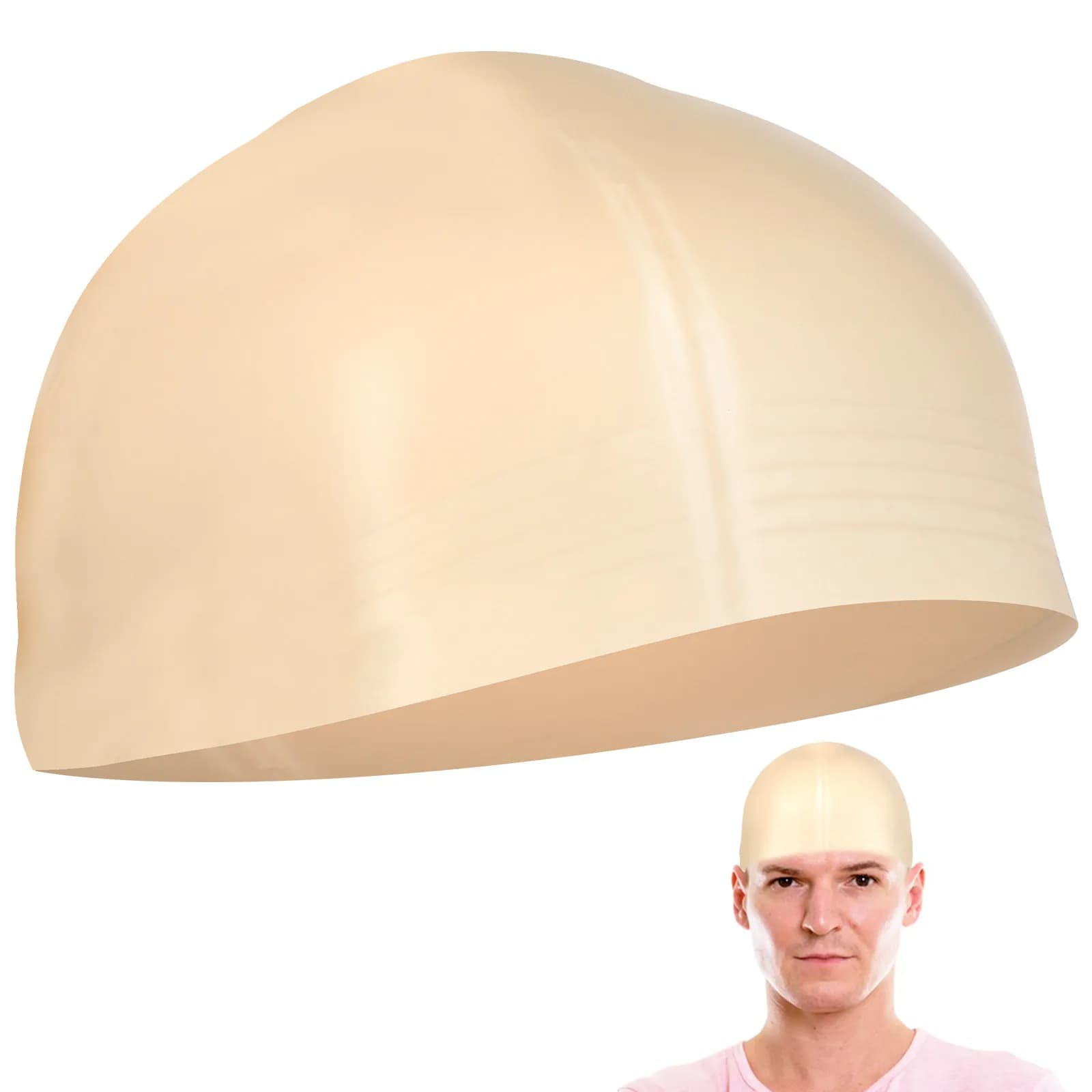Cappello Elastico Beige per Testa Calva, Copricapo in Lattice per Travestimenti di Halloween, Accessorio per Trucco Cinematografico e Cosplay