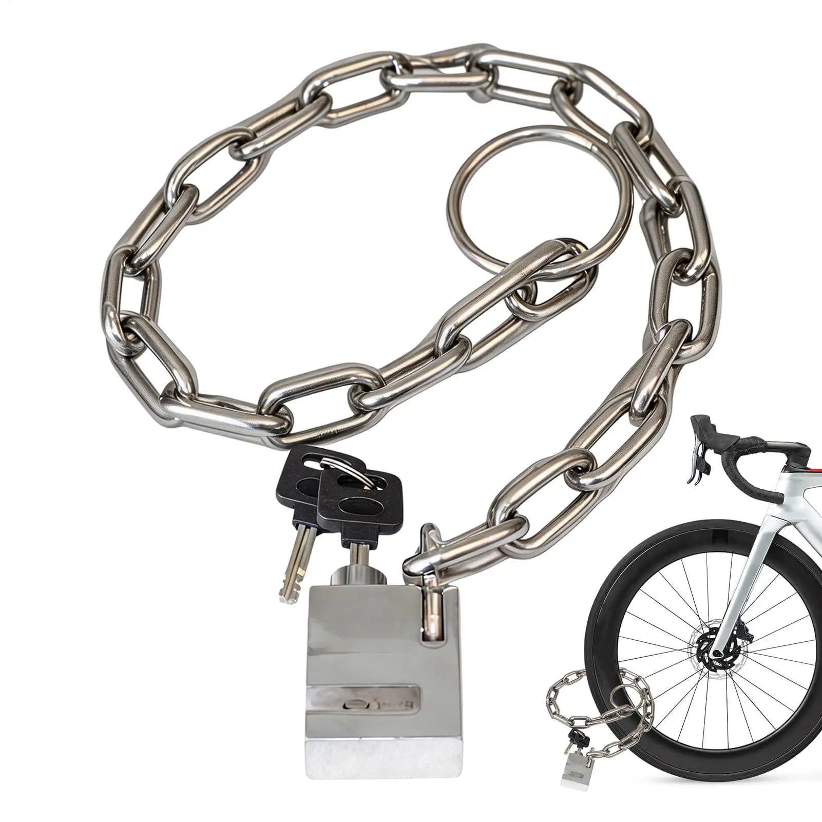 Bike Lock with Key Flexible Locking Protector Padlock Heavy Duty Bicycle Lock Chain for Motorcycles Scooter Doors Garage Grills