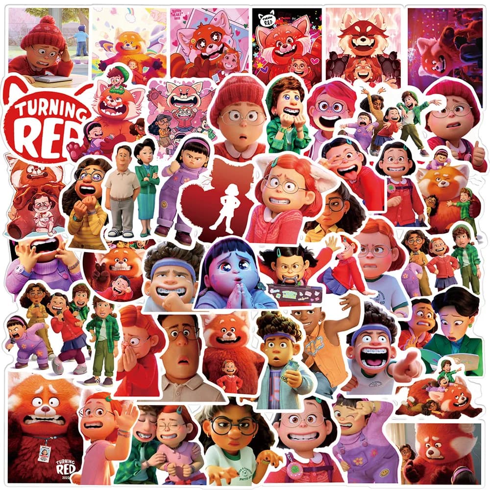 10/30/50 pezzi di adesivi Disney del film Turning Red, impermeabili, decorativi, per bagagli, articoli di cancelleria, casco da bici, simpatici adesivi graffiti a forma di cartone animato