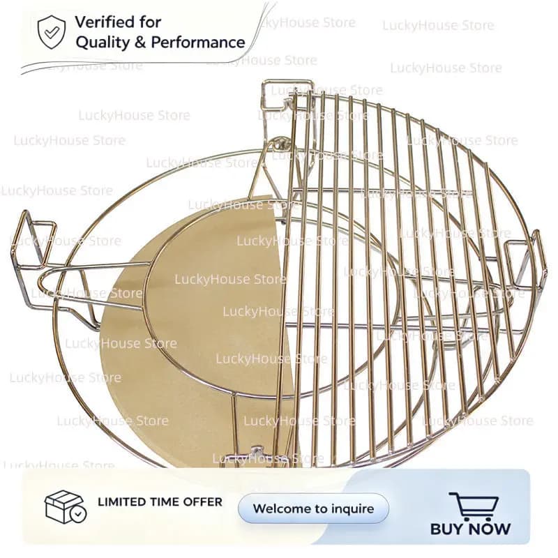 BBQ Ceramic Grill Stand Cordierite Pizza Stone Stainless Steel Rack Multiple Size Barbecue Oven Accessory
