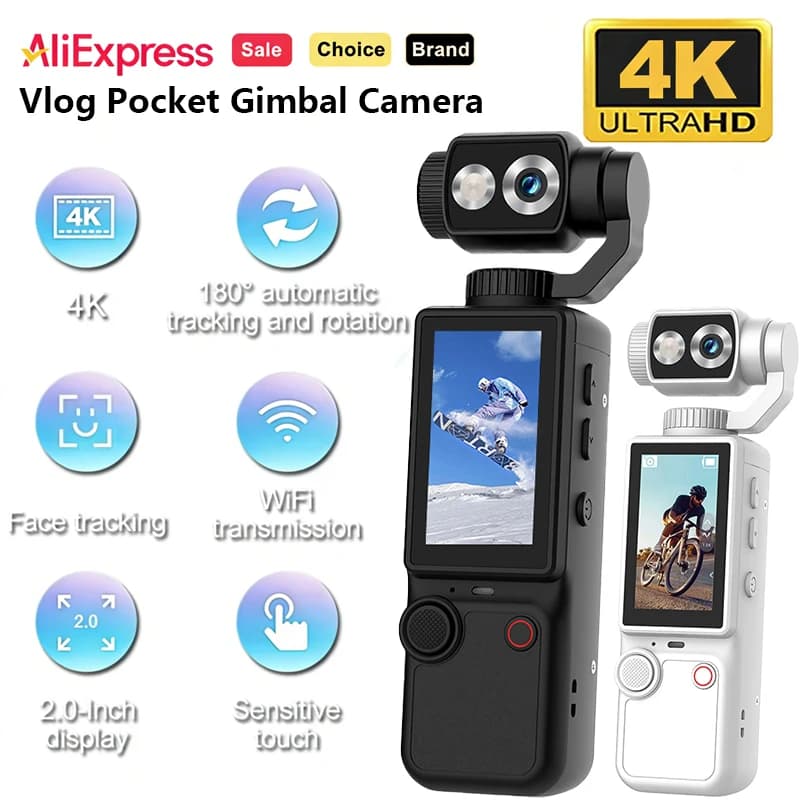 Mini videocamera sportiva portatile 4K Ultra HD con obiettivo WiFi rotante a 180° per Vlog, visione notturna a infrarossi, nuova Pocket 3 Pro