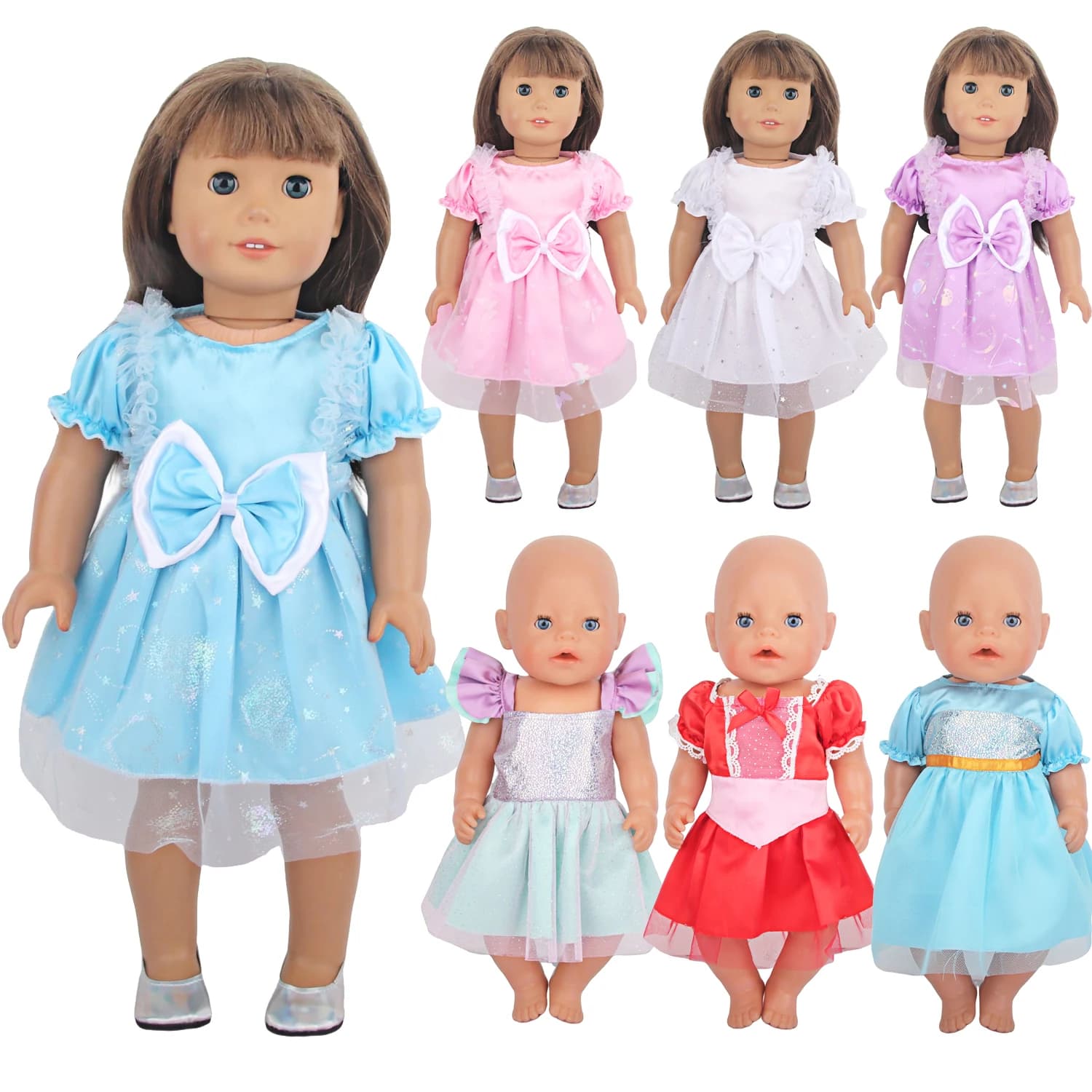 Lovely Princess Doll Dress Clothes For 43cm Baby New Born Doll Cute Bow Skirt For American 18 Inch OG,Life Girl Dolls regalo per bambini
