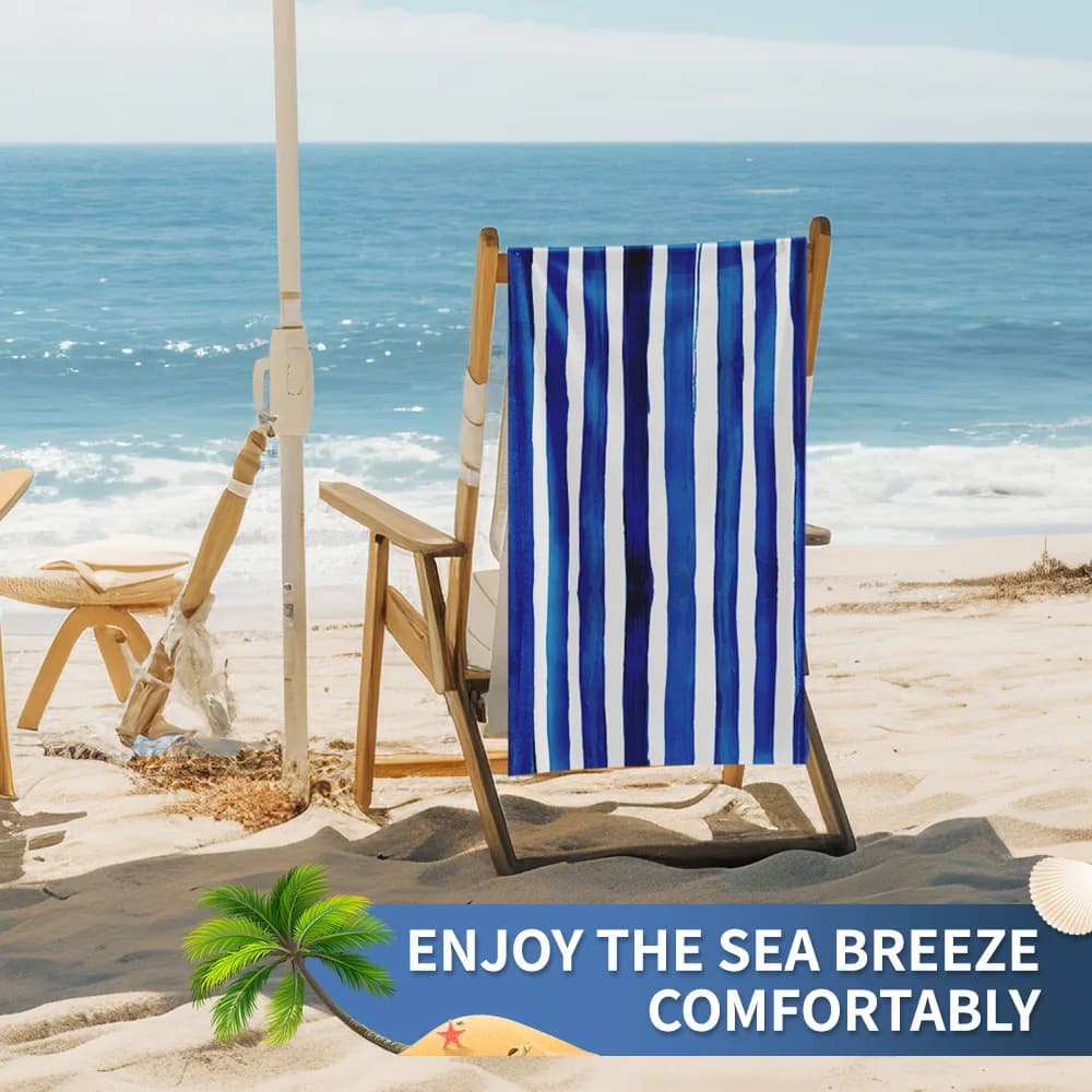 Telo Mare a Righe Effetto Acquerello in Microfibra ad Asciugatura Rapida, Assorbente e Leggero, con Disegno Artistico Disegnato a Mano, per Spiaggia, Piscina, Vacanze e Viaggi