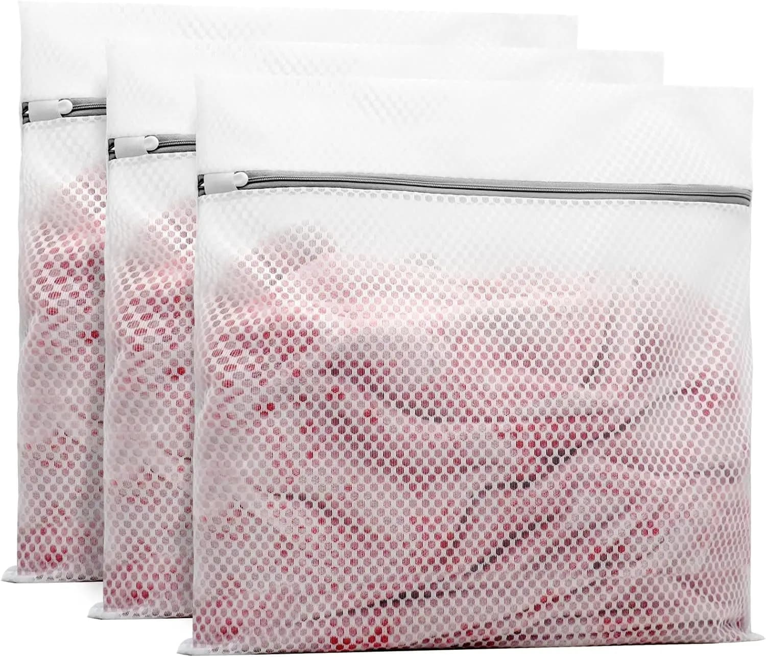Set di 3 Sacchetti a Nido d'Ape per Bucato, 24x24 Pollici, Extra Large per Capi Delicati