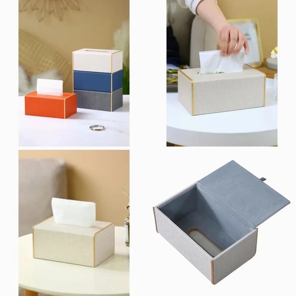 Leather Tissue Box Cover Holder, Decorative Storage Organizer for Living Room Hotel Office Car