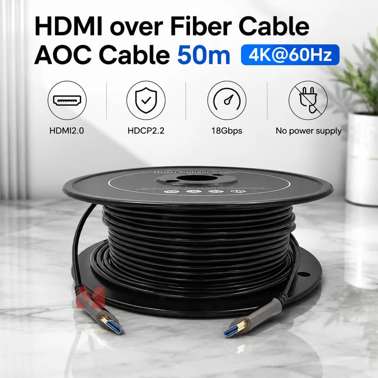 Link-Mi HDMI over Fiber Cable AOC 10m-100m 4K@60Hz HDMI2.0 Support HDCP2.2 for Home Theater And Gaming