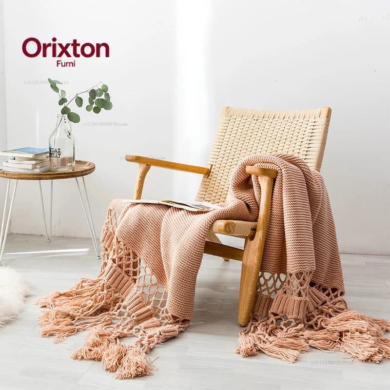 Handmade Hollow Tassel Blanket 120*180cm Hand Knitted Thread Bed End Blanket Sofa Cover Blanket Photo Props