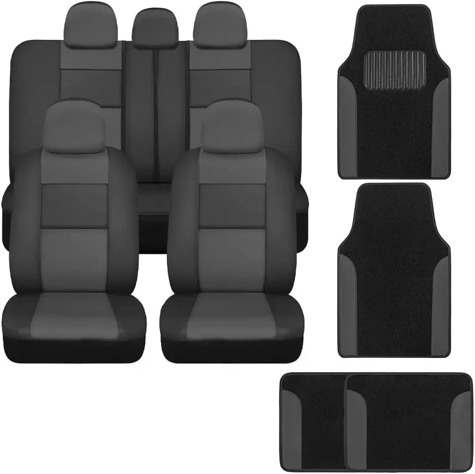 Coprisedili Universali per Auto Set Completo con Tappetini Abbinati - Protezione per Sedili Anteriori e Posteriori per SUV e Camion