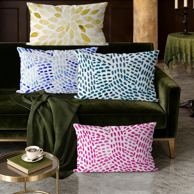 Fodere per cuscini lombari Boho con pois acquerellati, adatte per divano, camera da letto, auto, cuscino rettangolare per la schiena