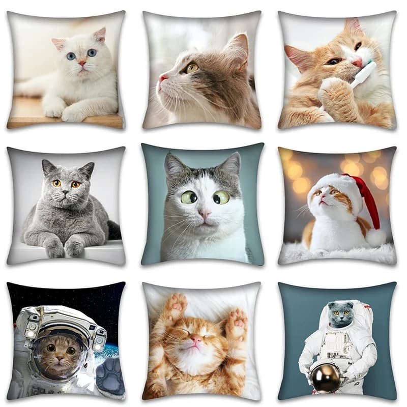 Simpatico gatto federa anime cartone animato animale fodera per cuscino divano decorazione della casa ufficio 45x45 cm federe 40x40 cm