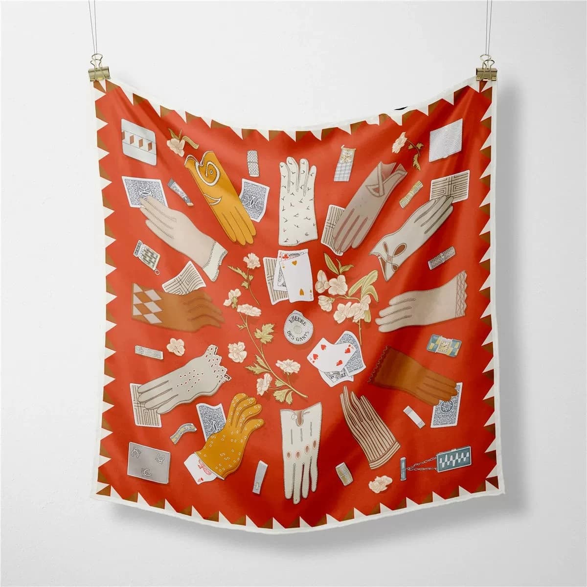 2025 Glove Printed Headband Scarf Women 53CM Twill Silk Decorative Handkerchief Collar Scarves