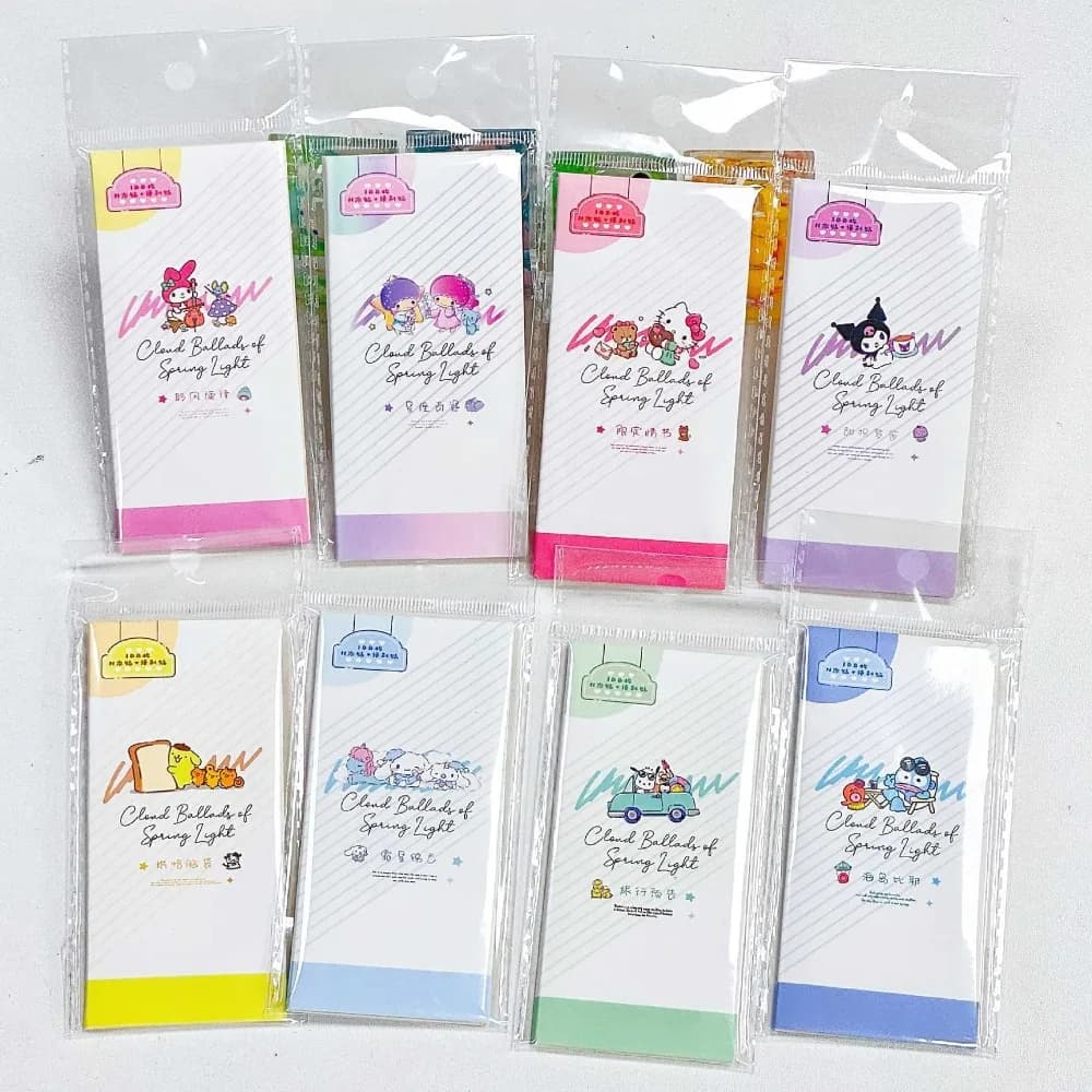 Sanrio Cartoon Hello Kitty My Melody Stickers Kuromi Cinnamoroll Memo Paper Index Label Sticky Notes Office School Supplies