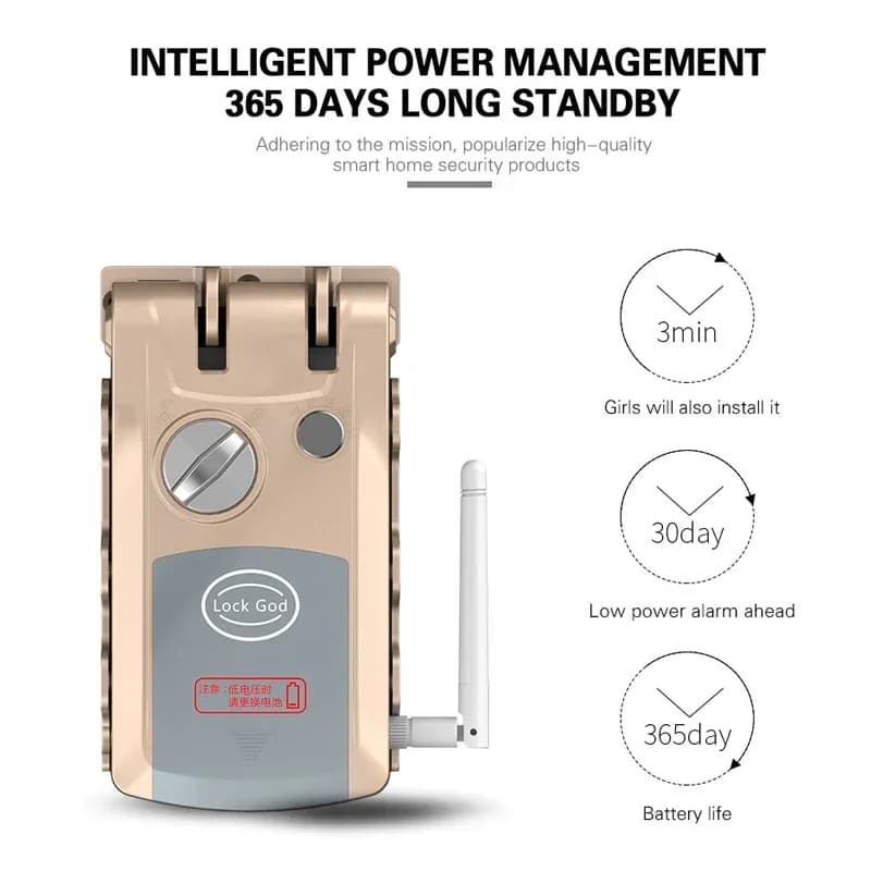 Tuya/TTlock Smart Lock Controllo APP Serratura per porta con telecomando Serratura elettronica invisibile con catenaccio Serratura per porta intelligente di sicurezza domestica