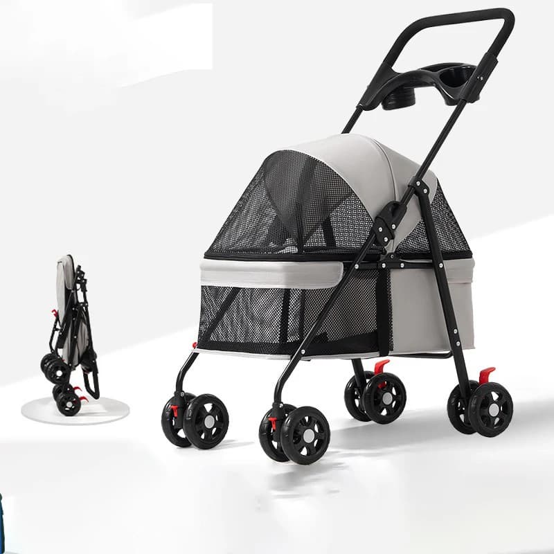 Passeggino Pieghevole per Animali Domestici, Trasportino Leggero da Viaggio per Cani e Gatti Fino a 7 kg, Carrozzina Portatile per Cuccioli