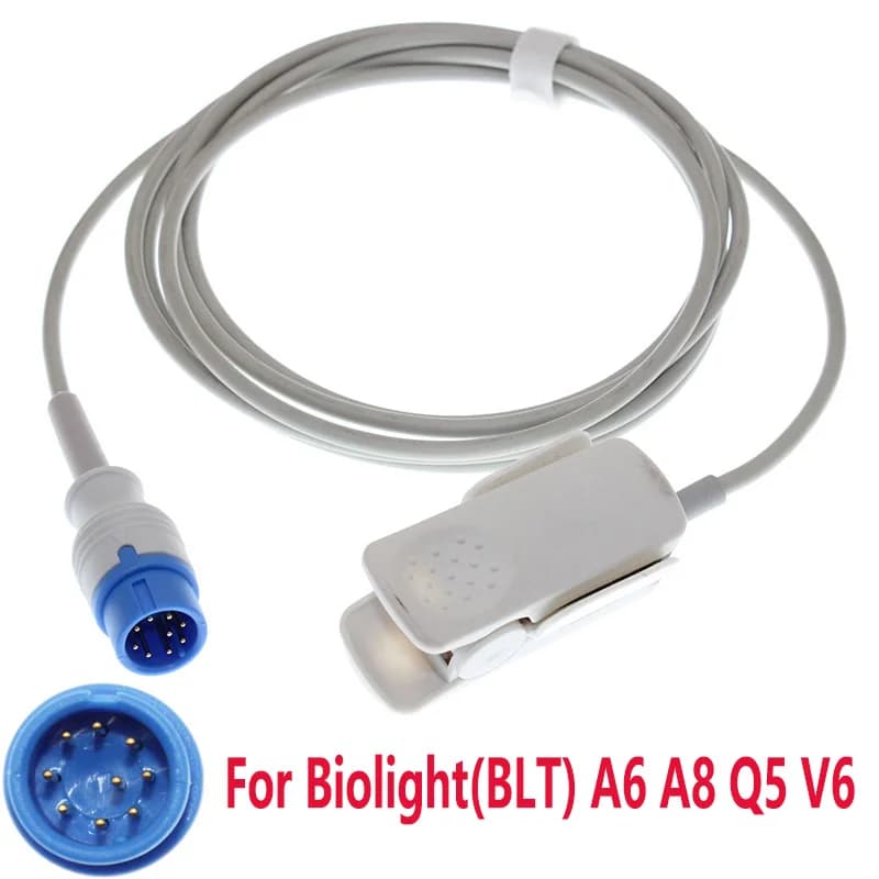 Monitor Biolight (BLT) A6 A8 Q5 V6 compatibile con sensore Spo2, cavo per ossimetria per adulti/bambini/neonato/dito/orecchio/testa/animale da 9 pin 3 m