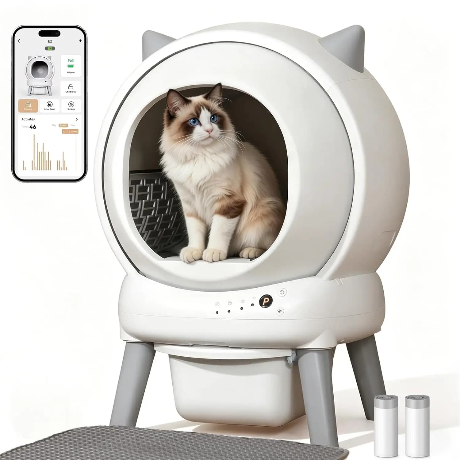 Automatic Litter Box, Self Cleaning Litter Box for Multiple Cats, Large Space Auto Robot with Dual Safety Sensors,, Custom
