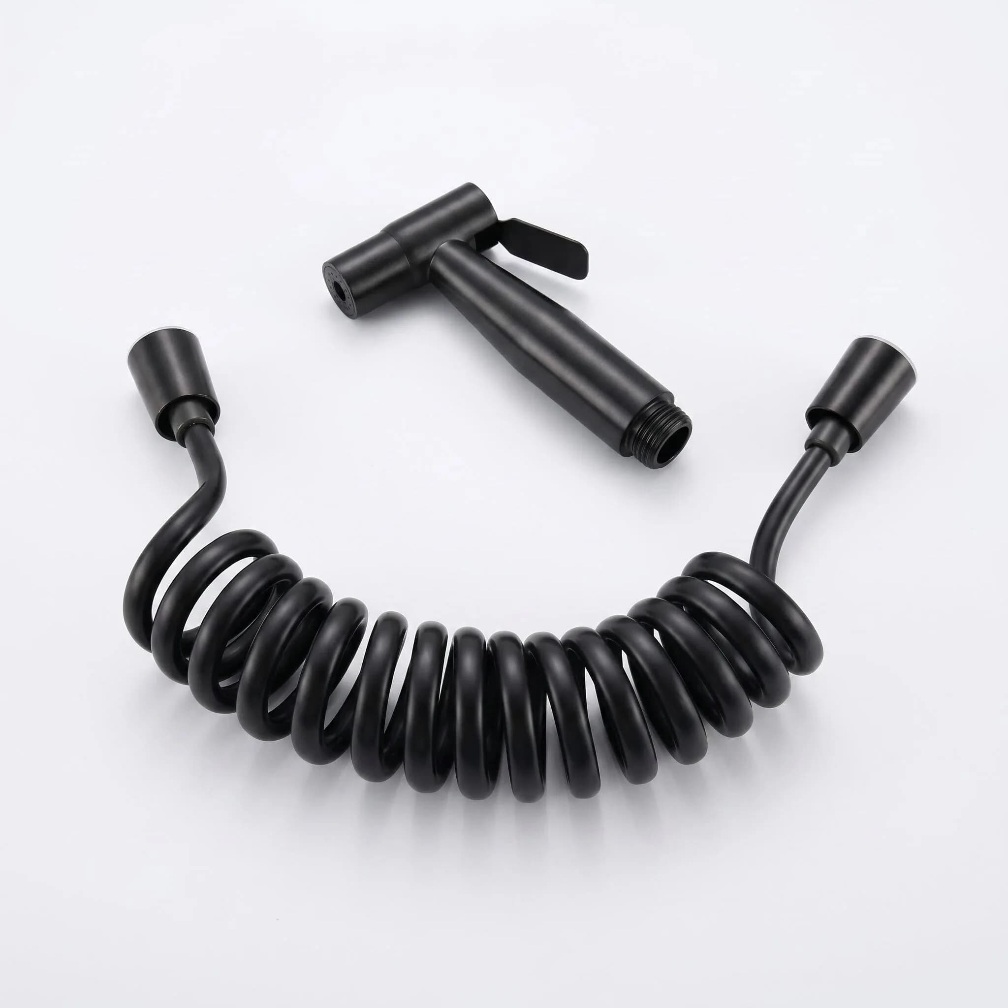 Brushed Stainless Steel Sprayer with 2m Retractable Spring Hose – Dark Gray, for Bathroom, Balcony & Toilet Cleaning
