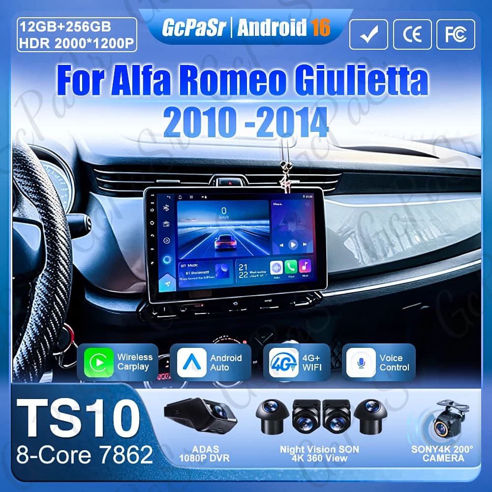 Carplay Android Auto For Alfa Romeo Giulietta 2010 -2014 Video 5G Wifi GPS Navigation Car Radio Car Intelligent Systems BT DVD