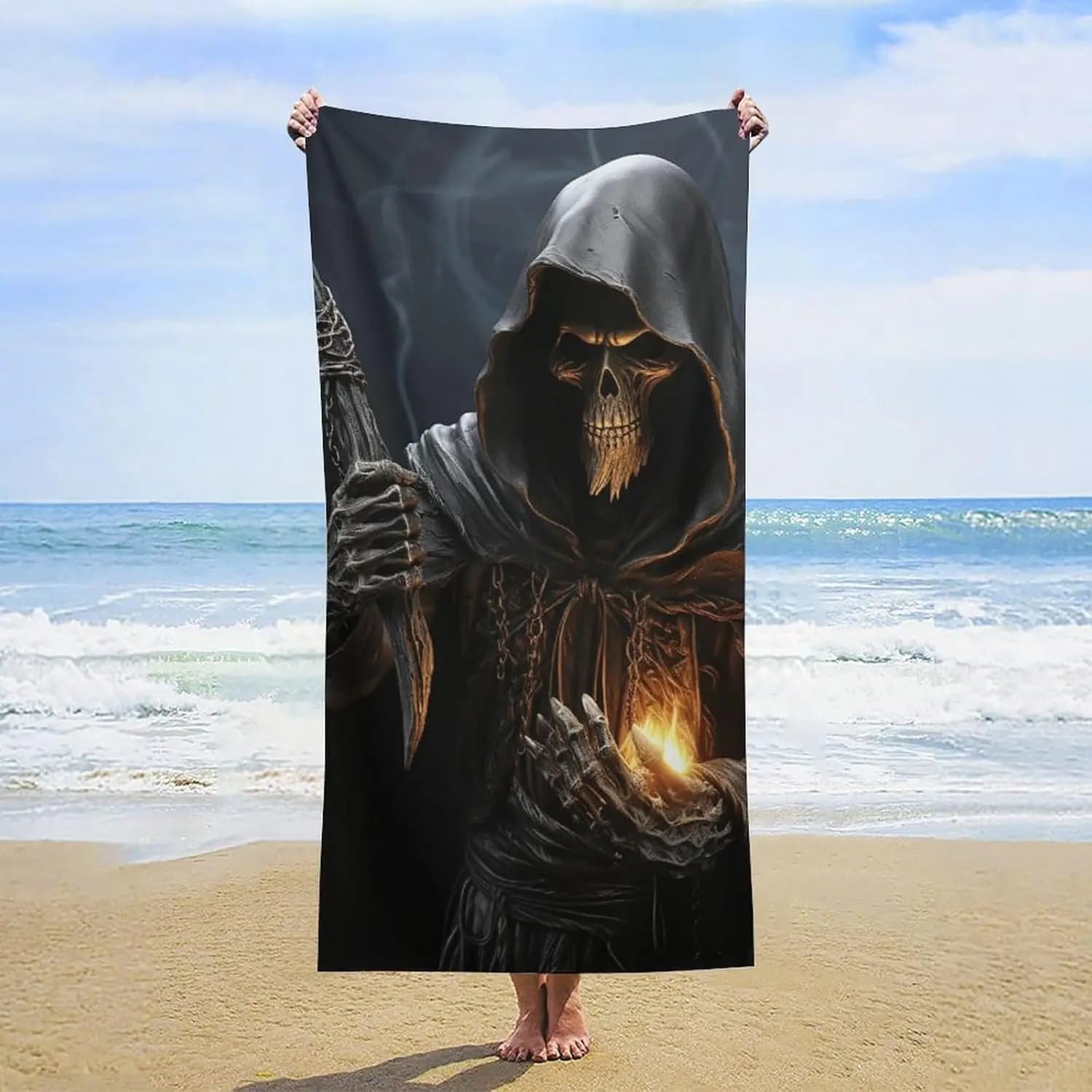Asciugamani da bagno Grim Reaper ad asciugatura rapida, senza sabbia, super assorbenti, da viaggio, in stile turco, per adulti, personalizzabili
