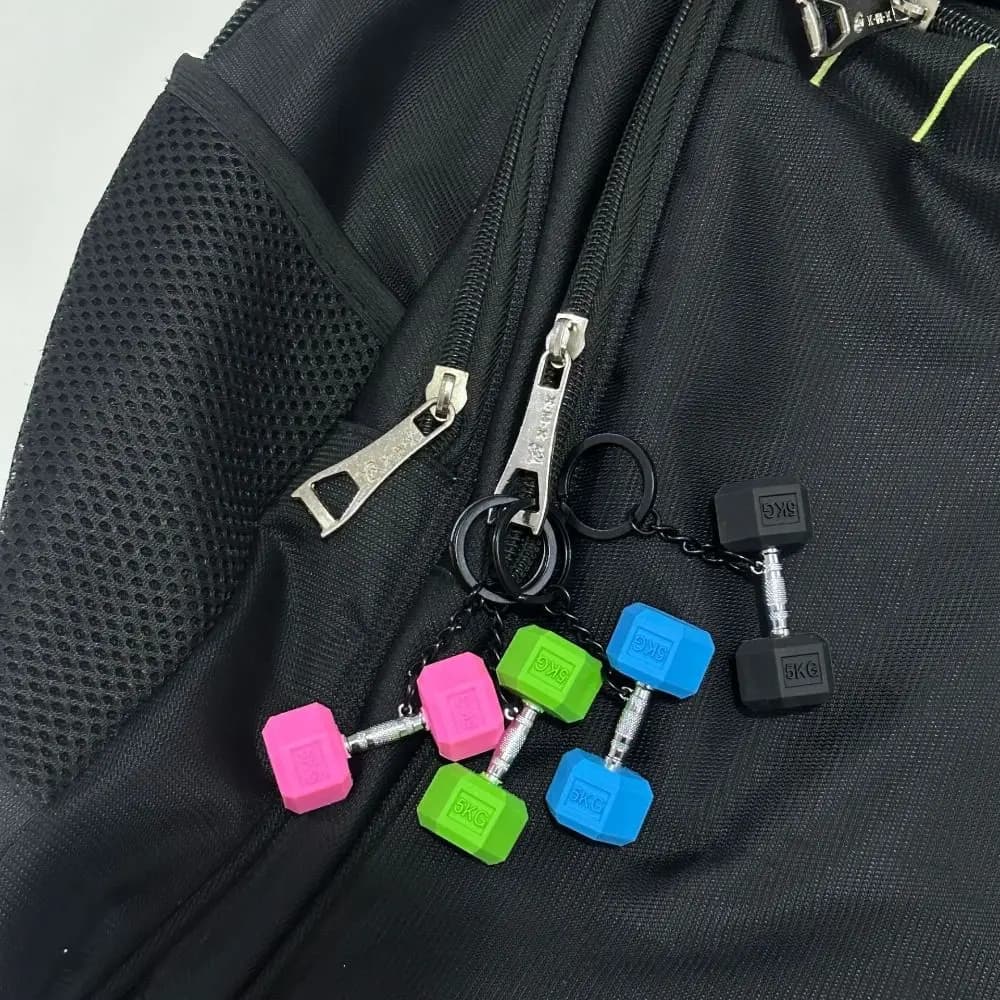 Mini plates with barbells Keychain Water mugs Kettlebells Simulation Manubri Keychain Creative bag Fitness series pendant