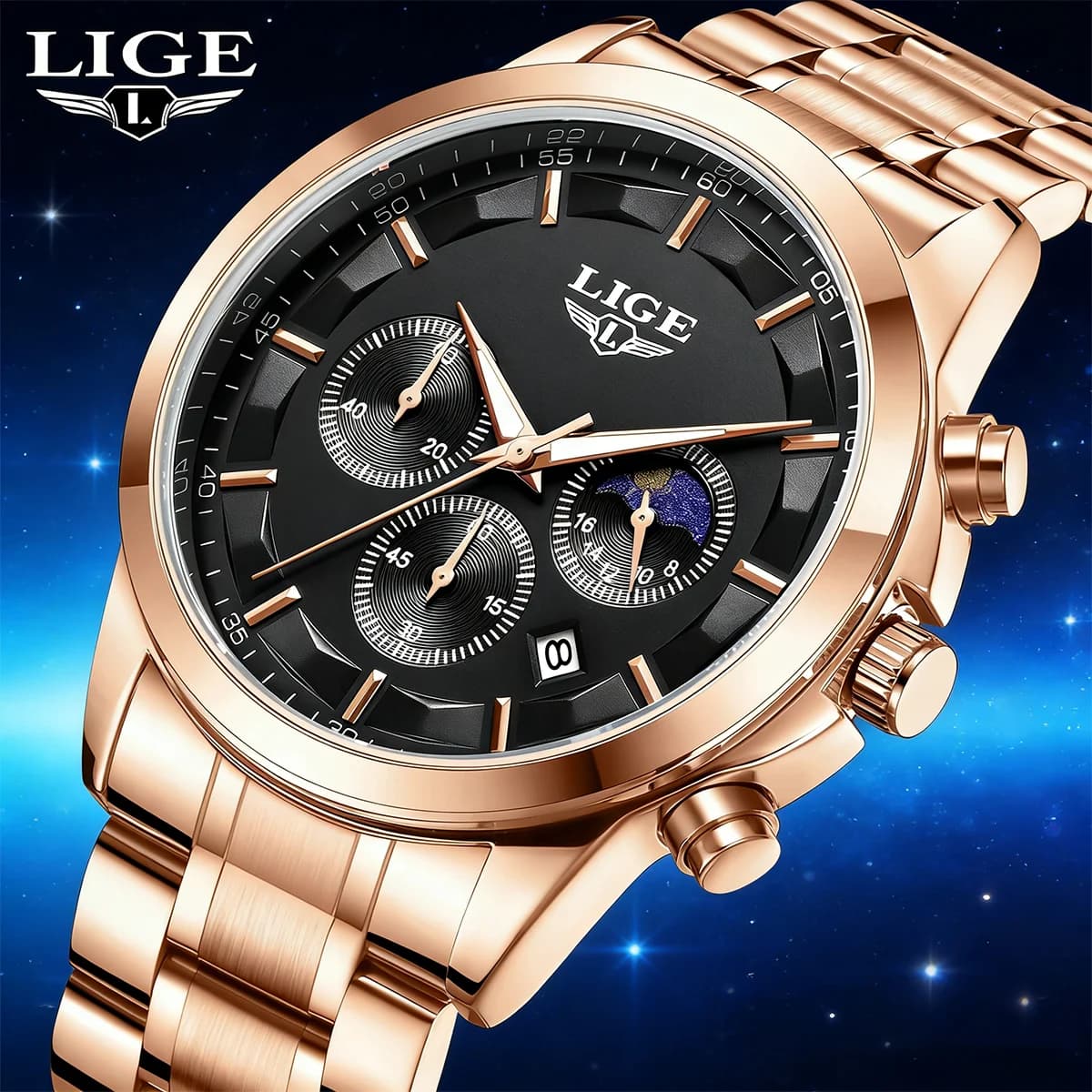 Orologio da Uomo LIGE, Marca di Lusso, Orologio Elegante da Business, Moda Casual, Sportivo, in Acciaio Inox, con Calendario, Impermeabile, Luminoso, al Quarzo
