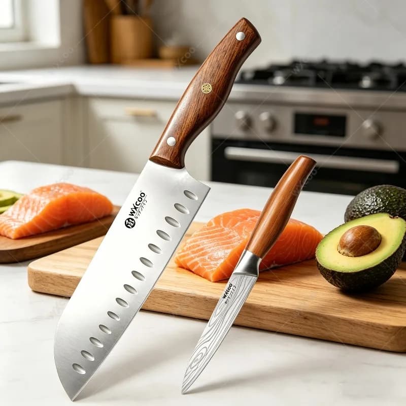 WXCOO Professional Santoku Knife Stainless Steel Fish Knives Kitchen Chef Knife Salmon Slicer Barbecue Knife for Kitchen Tools