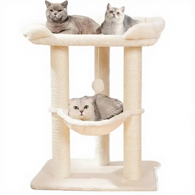 Customization Luxury Large Classic Eco-Friendly 2-Level Cat Tree Tower Indoor Maine Coon Cats Sisal Scratcher Soft Perch Bed
