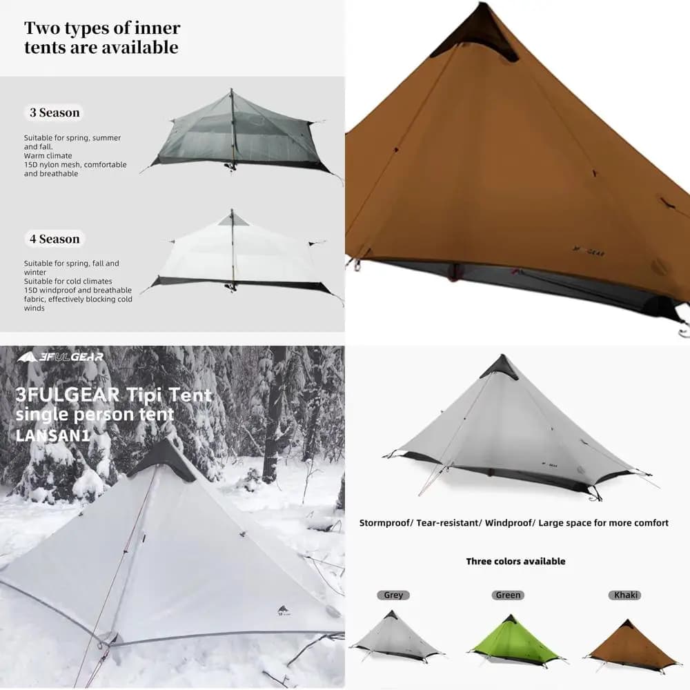 Tenda da backpacking ultraleggera 3 stagioni: LANSHAN Tenda impermeabile a doppio strato per 1 persona per escursioni e avventure all'aperto