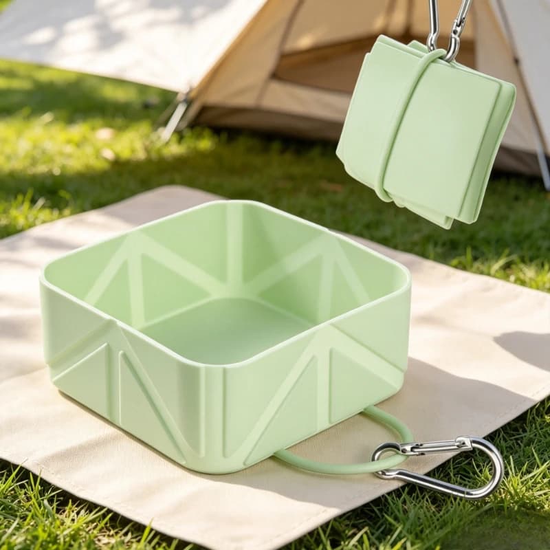 Silicone Foldable Pet Travel Bowl Portable Outdoor Dog Cat Water and Food Bowl Hanging Feeding Bowl for Camping Travel Walking