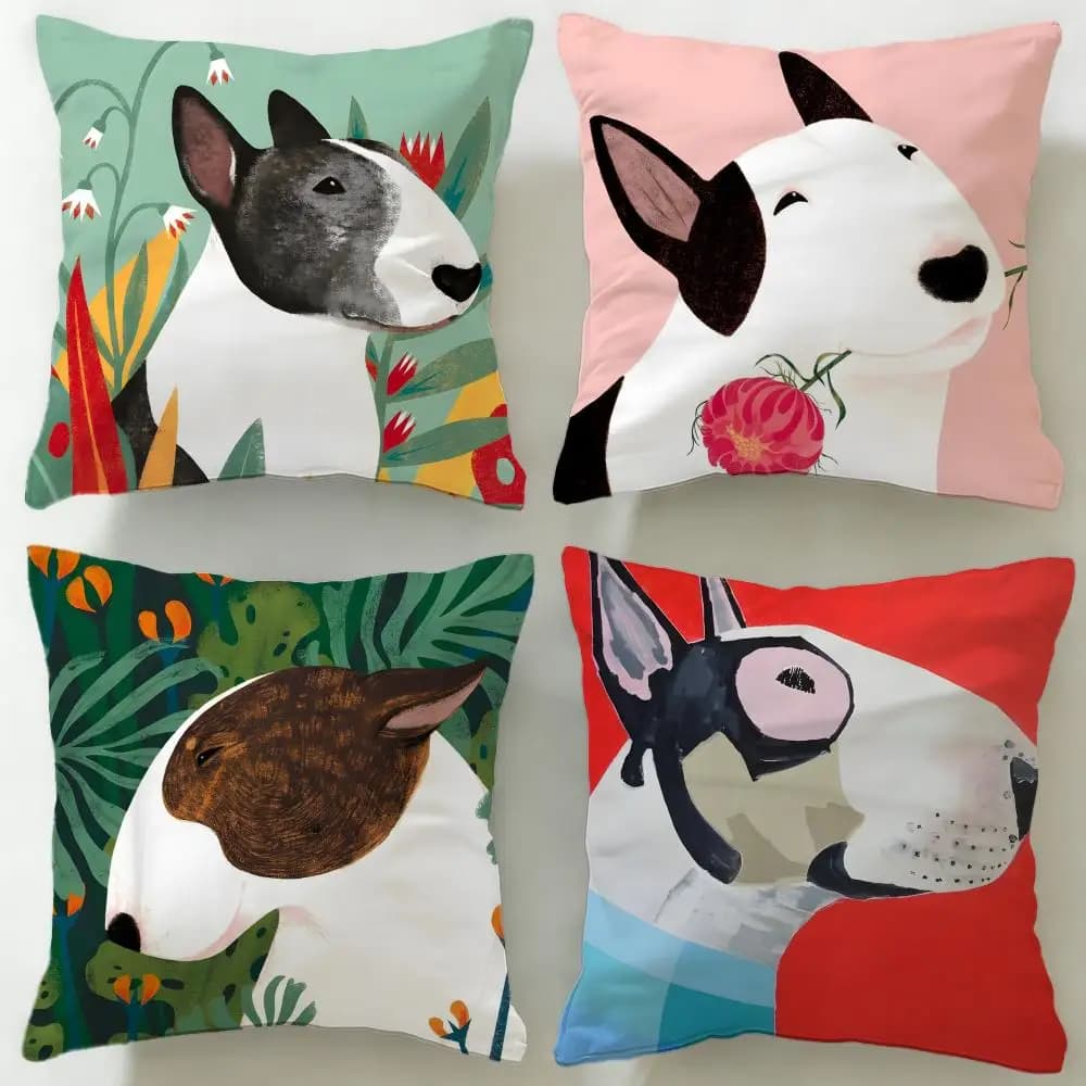 Fodera per cuscino classica con animali Bull Terrier, morbida e facile da lavare – versatile per divano, letto, viaggi e ufficio