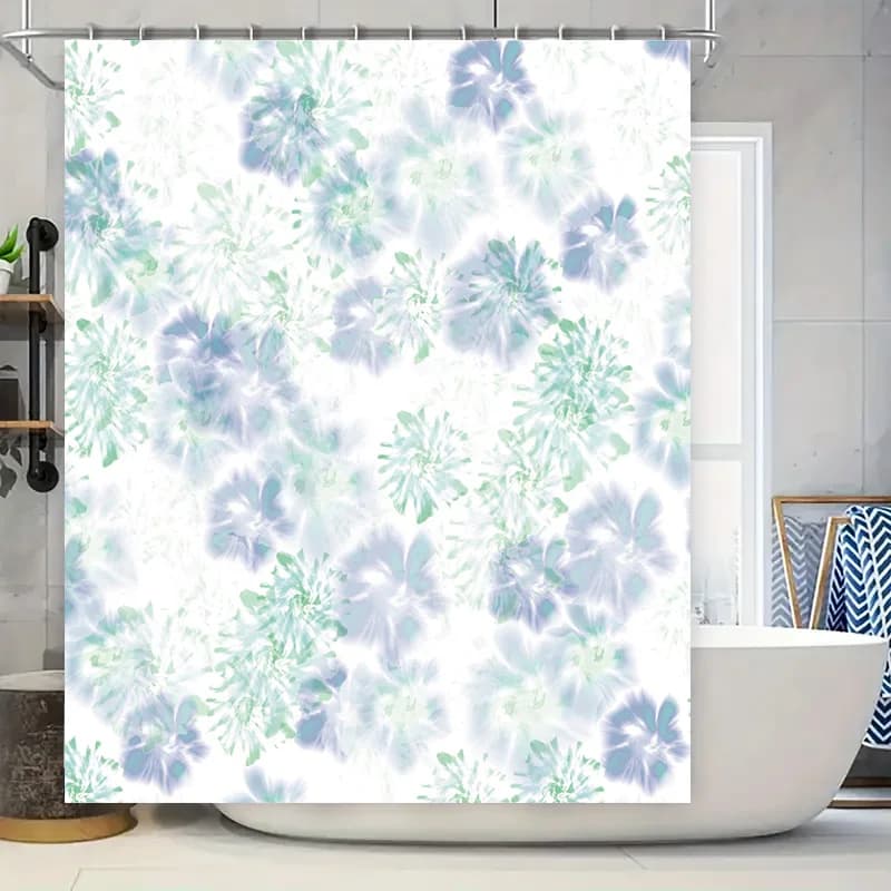 Tenda da doccia morbida ed elegante con stampa floreale color lavanda, perfetta per l'arredamento del bagno