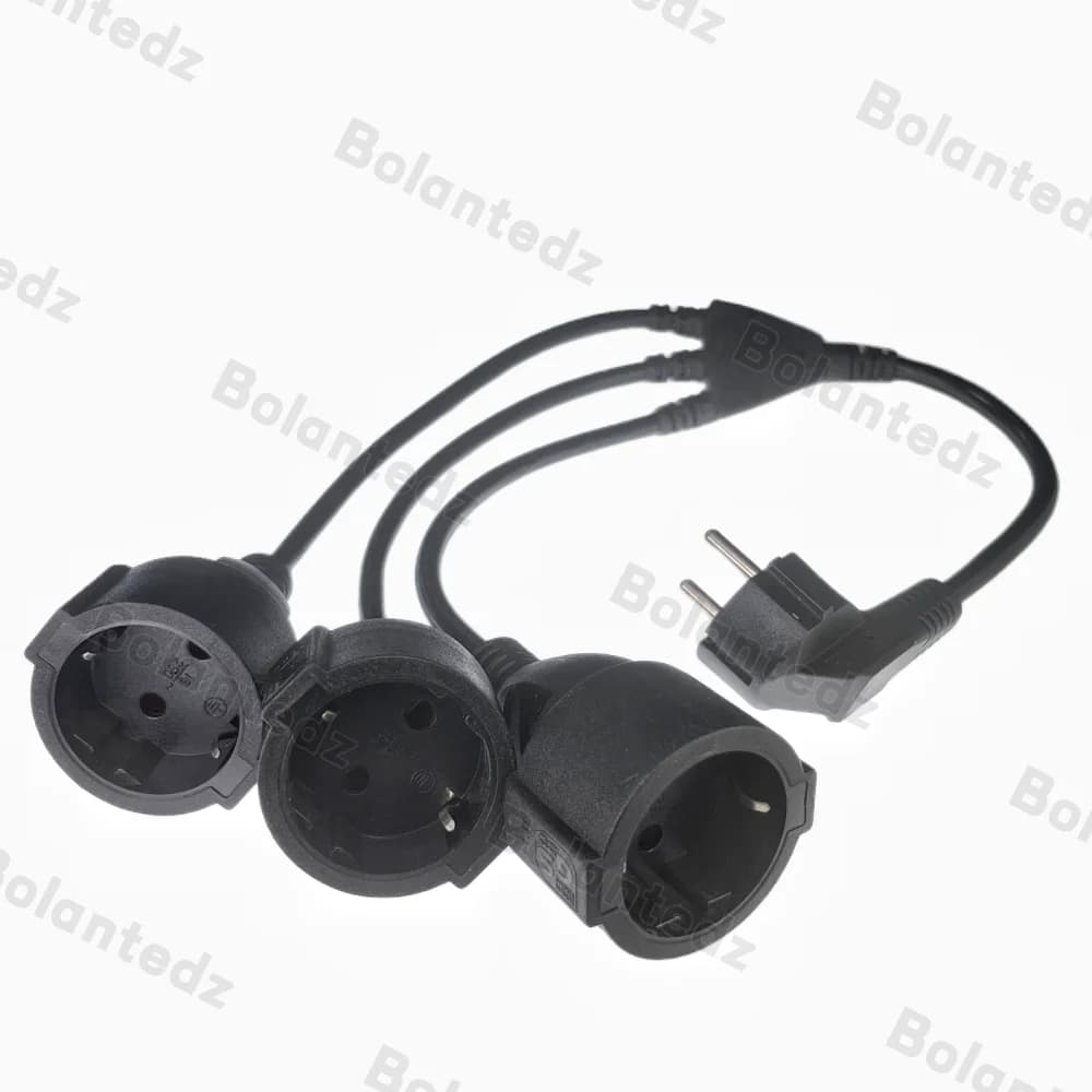 Cavo di prolunga europeo UE con 2 prese Schuko 3 AC 250 V/16A Cavo elettrico adattatore triplo per computer domestico