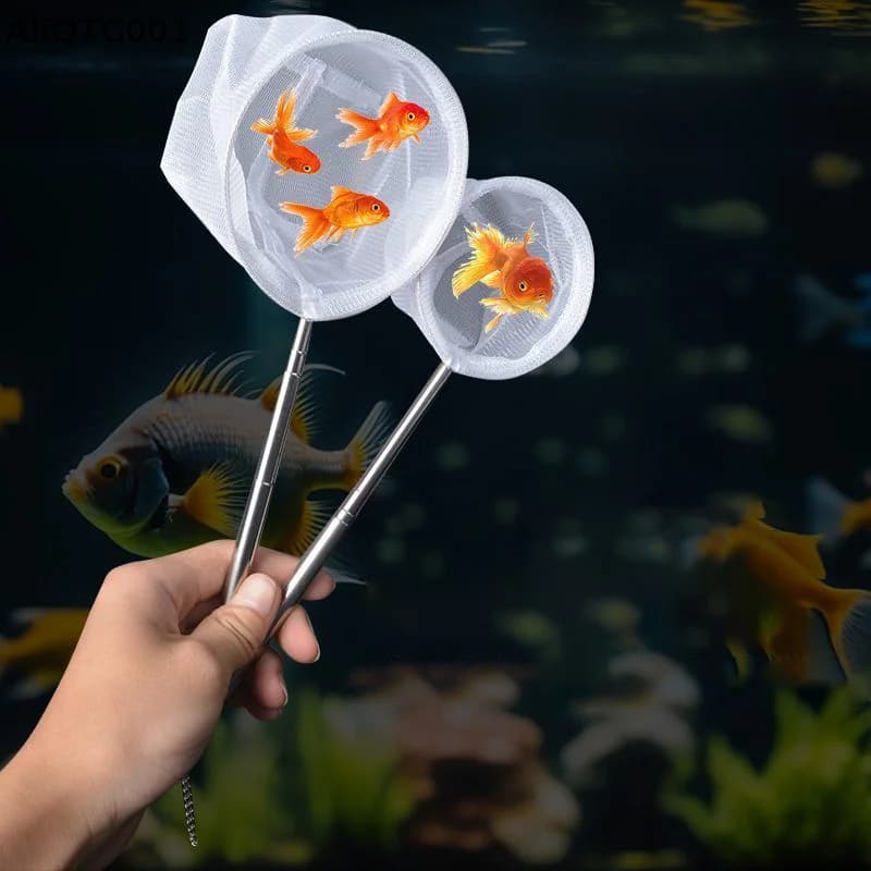 Accessorio per strumento di pulizia per acquario retrattile in acciaio inossidabile per pesci, piccola rete per gamberetti