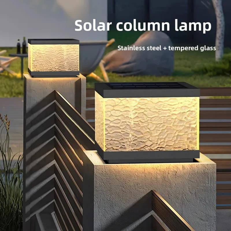 Outdoor Solar Pillar Cap Light Waterproof LED Landscape Post Lamp For Courtyard Gate Wall Fence Villa Yard
