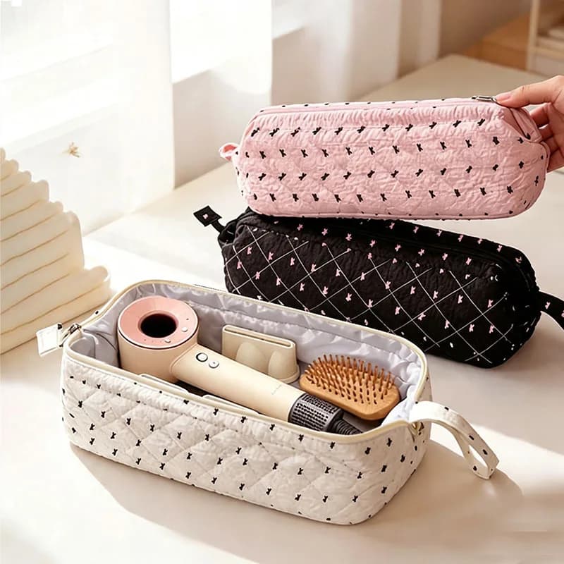 Hair Dryer Storage Bag Polyester Curling Iron Straightener Organizer Large Capacity Hair Dryer Flat Iron Zipper Storage Bags