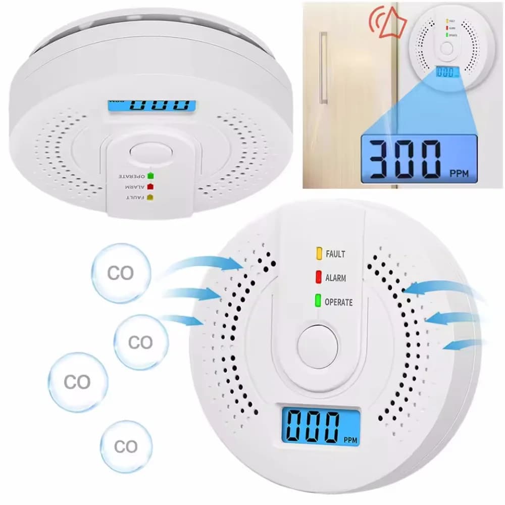 Sensore di allarme CO indipendente Rilevatore di allarme monossido di carbonio Avviso ad alta sensibilità Display LCD Allarme CO per magazzino domestico