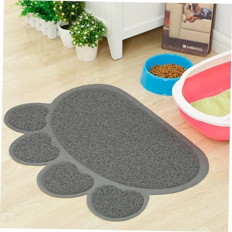 Tappetino per animali domestici con stampa zampa, 1 pz, in PVC, impermeabile, antiscivolo, lavabile, per lettiera gatto