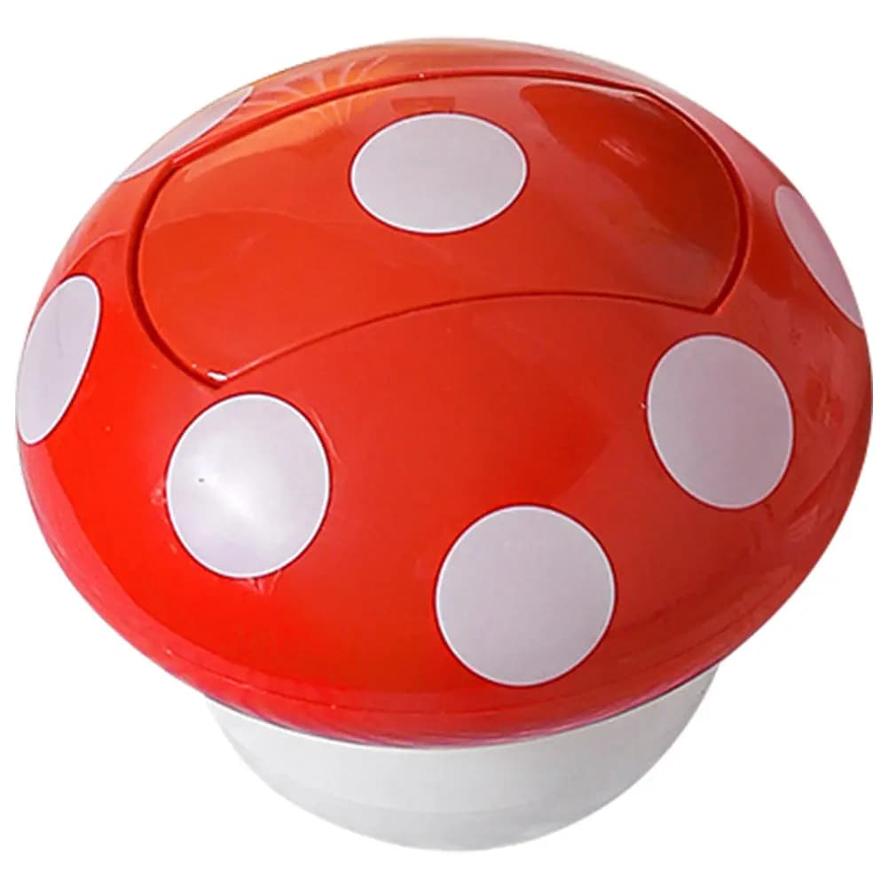 Cestino da scrivania a forma di fungo, piccolo contenitore per rifiuti con coperchio, cestino da tavolo per soggiorno, ufficio, cucina, camera da letto, compatto