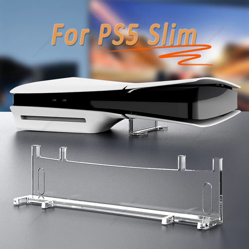 Per PS5 Slim Stand Accessori Console Supporto per staffa orizzontale trasparente in acrilico per unità ottica PlayStation 5/versione digitale