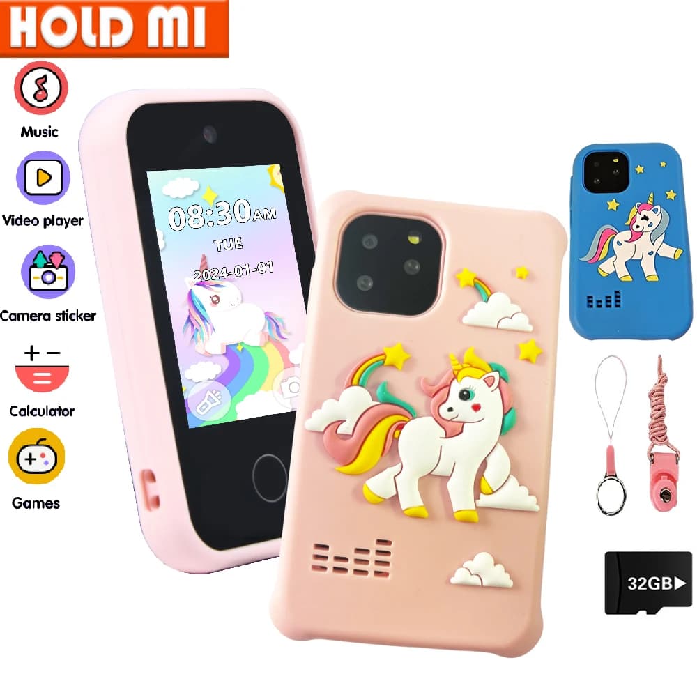 Giocattoli per smartphone per bambini Doppia fotocamera Touch Screen Telefono Regali di compleanno di Natale Fotocamera digitale per bambini Opzione scheda SD 32G