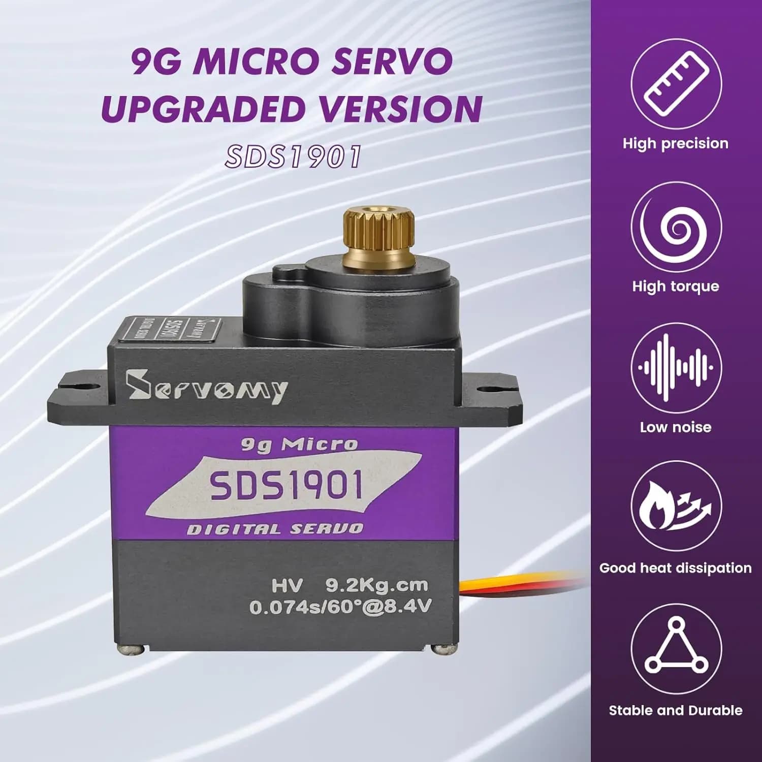SERVOMY-SDS1901 Digitale 9G Micro Coreless Servo 9kg 0.07s 8.4V Metal Gear Rep ES09MD ES08MD SG90 MS90 RC Robot Drone Auto Arduino