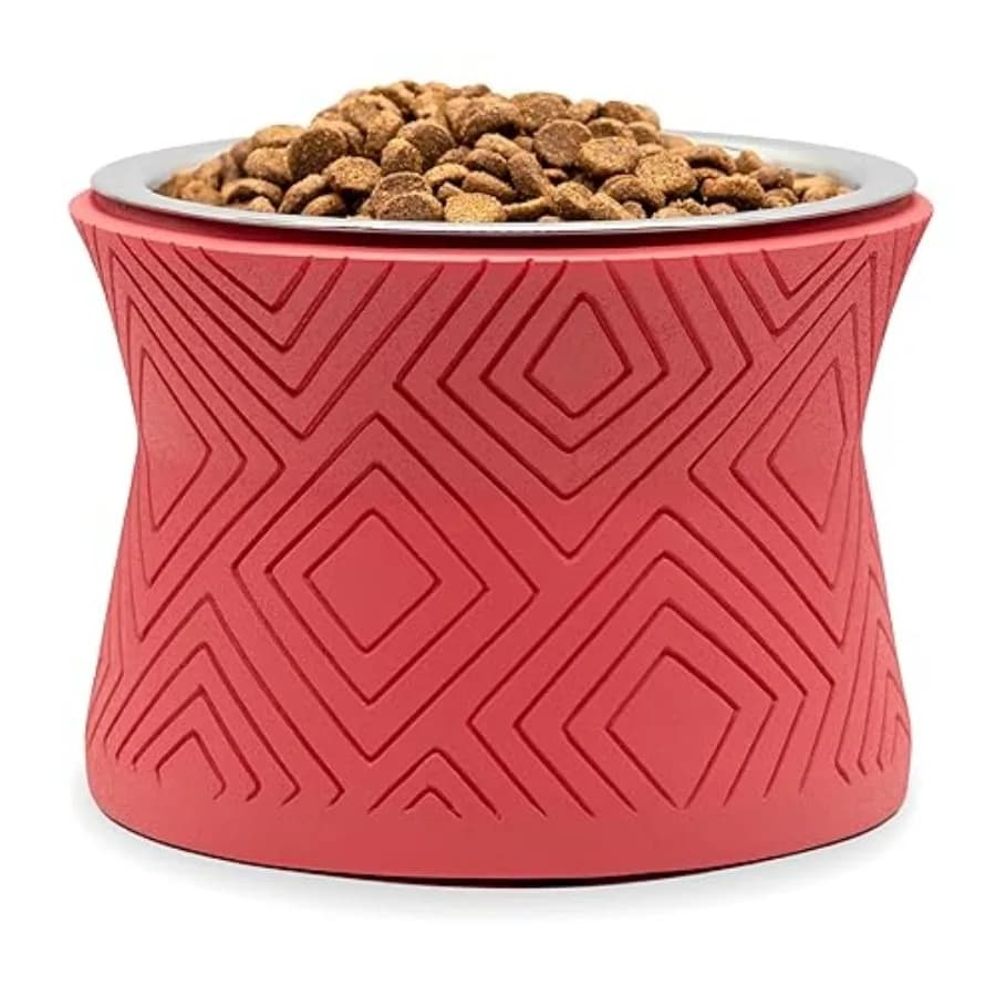 Supporto Rialzato per Ciotola Singola Santa Fe con Ciotola Interna Rimovibile in Acciaio Inox da 16oz per Cani o Gatti - Ciotola Rialzata per Cibo