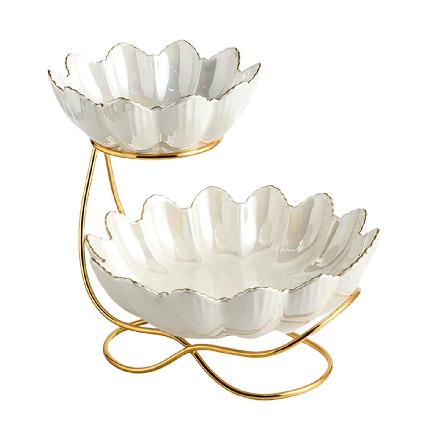 Piatto di frutta in ceramica di lusso leggero in stile nordico, piatto di stoccaggio di snack, regalo di inaugurazione della casa con piatto di frutta secca di fascia alta multistrato