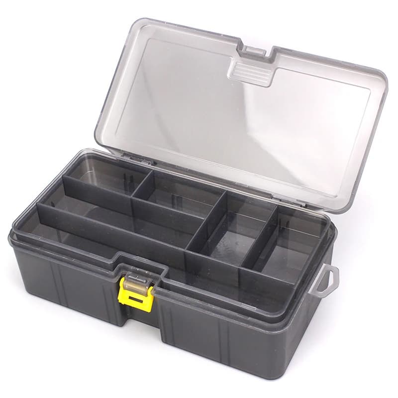 (Summer) 1-piece double layer fishing gear box Waterproof plastic bag for storing bait/hook Fishing gear accessories