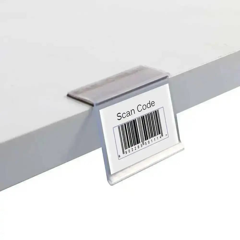 20 Pezzi Clip Portaetichette a L in Plastica Trasparente con Nastro Magnetico per Scaffali
