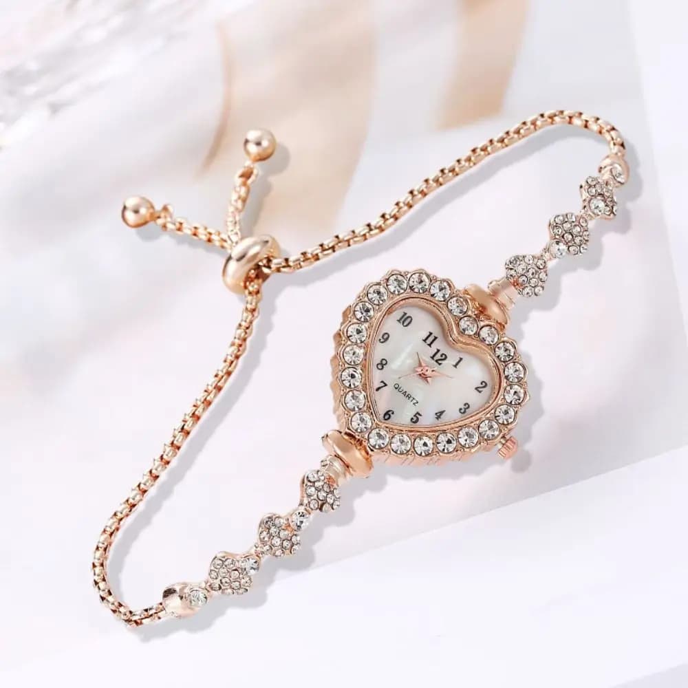 Stainless steel quartz watches Diamond studded watch strap with adjustable bracelet Women's wristwatch Wrist decoration with rhinestone