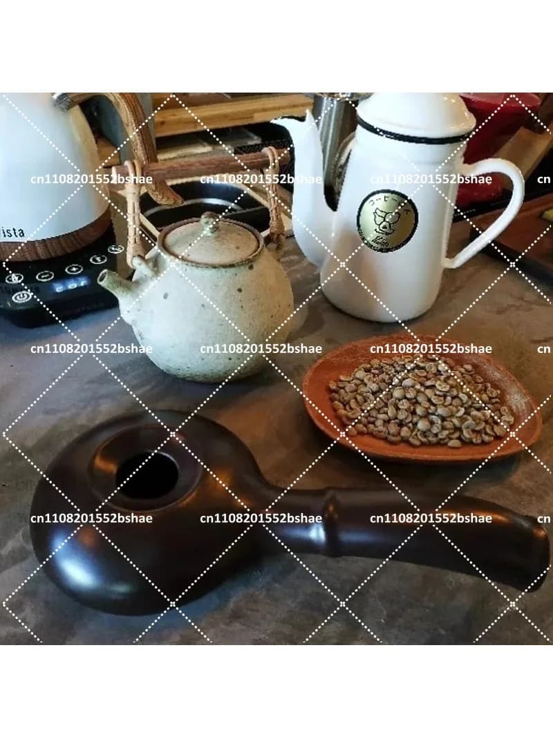 Ceramic Coffee Roaster Home Roasting Pot Hand Crank Bean Roaster with Free Raw Beans